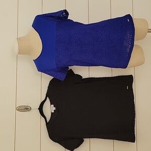 CALVIN KLEIN lot of 2 short sleeve tops: 1 blue 1 black